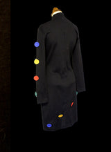 Vintage 1980s Black Button Pop Art Dress