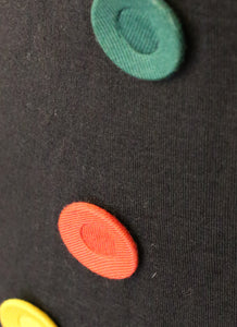 Vintage 1980s Black Button Pop Art Dress