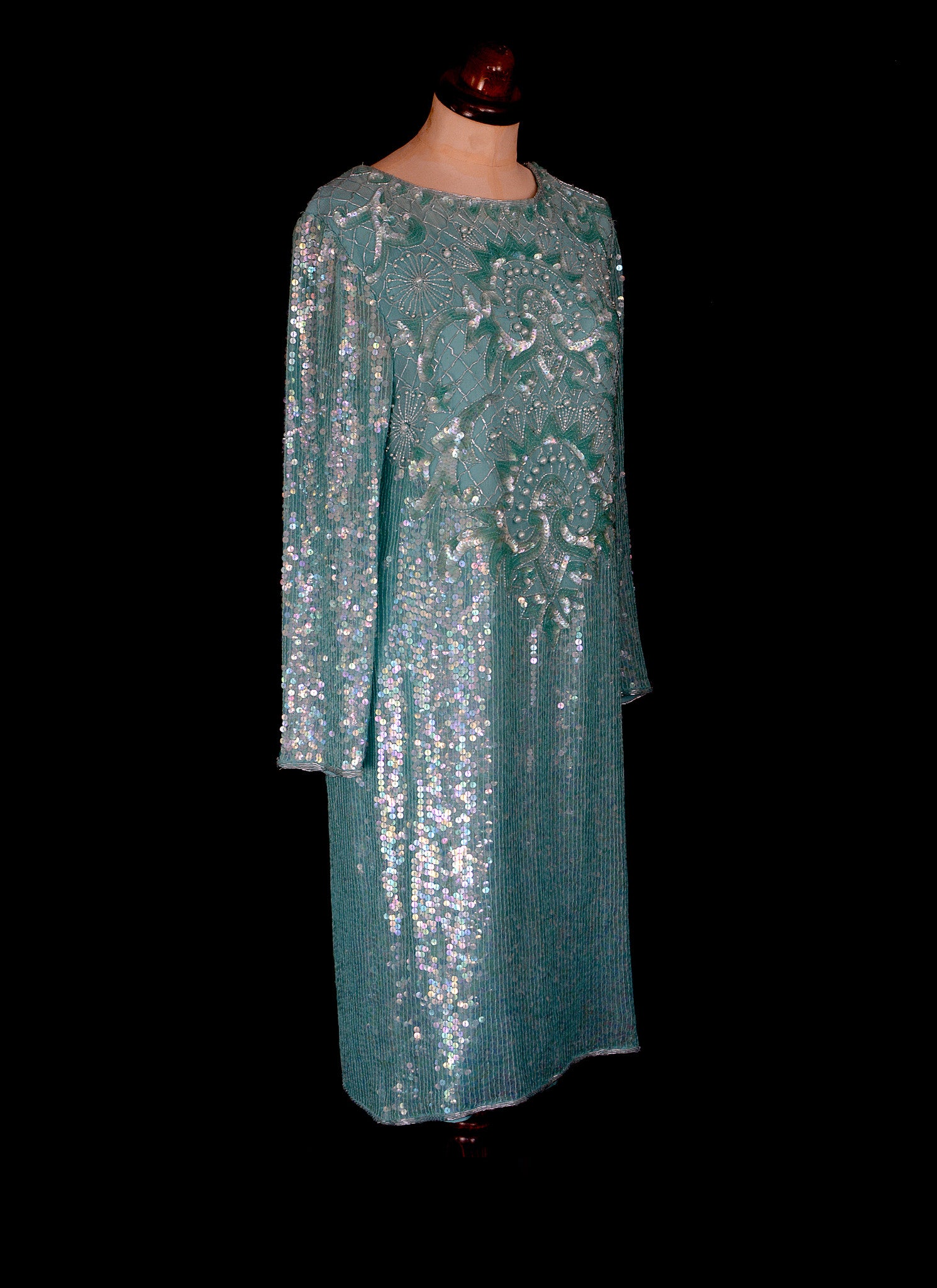 Vintage 1980s Blue Sequin Dress