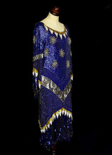 Vintage 1980s Deco Beaded Flapper Dress