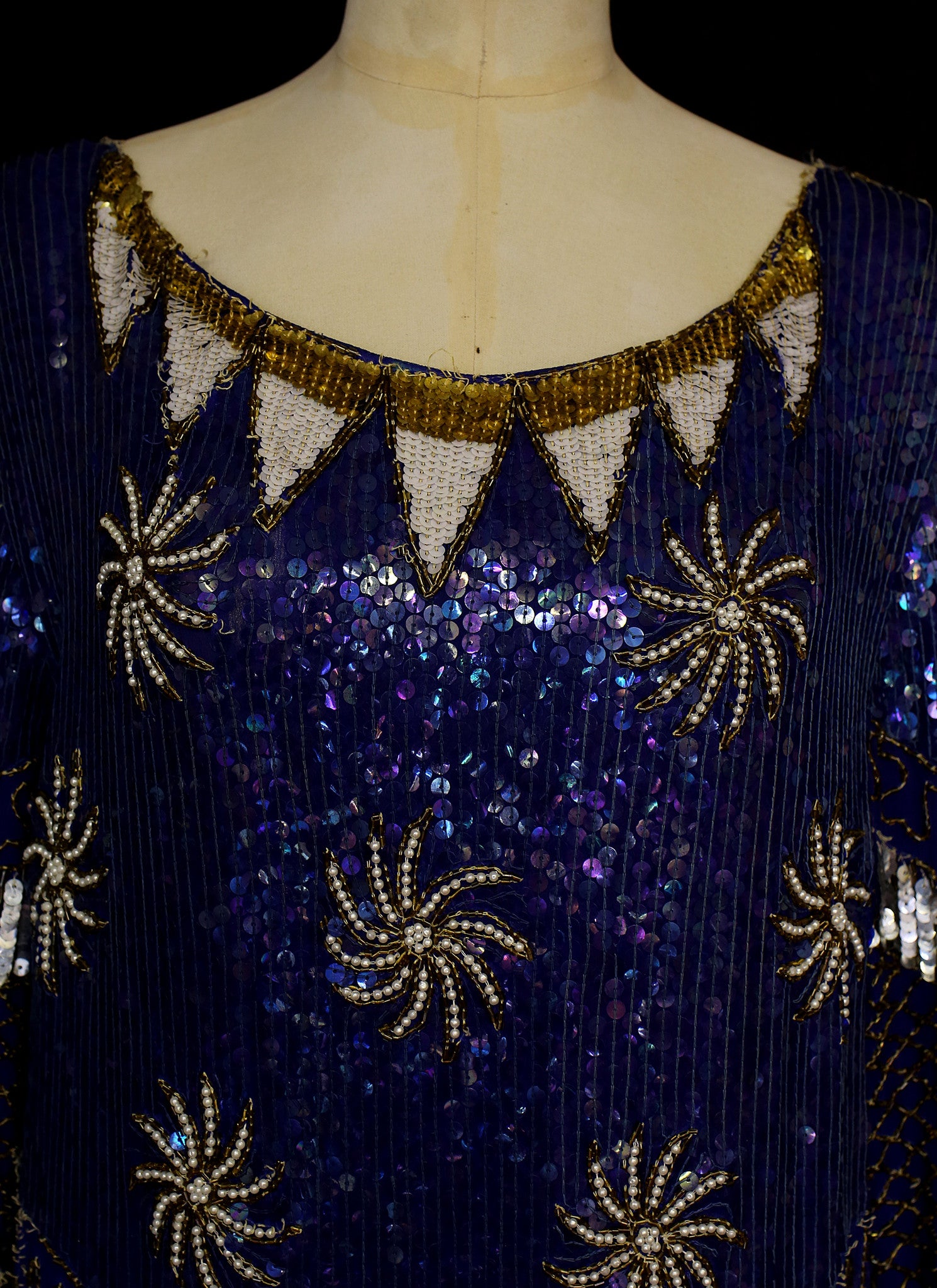 Vintage 1980s Deco Beaded Flapper Dress