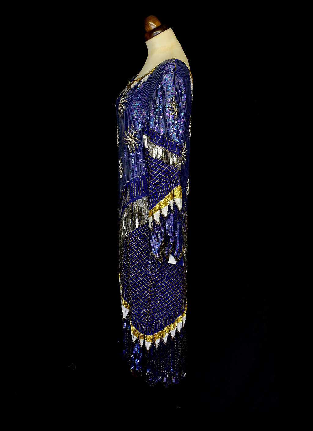 Vintage 1980s Deco Beaded Flapper Dress