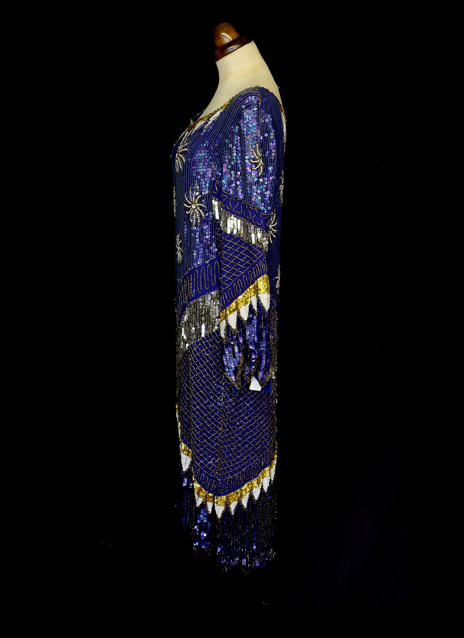 Vintage 1980s Deco Beaded Flapper Dress