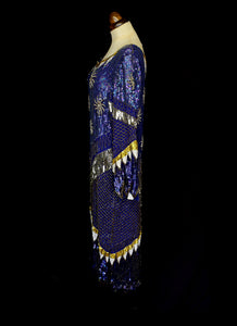 Vintage 1980s Deco Beaded Flapper Dress