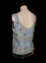 Vintage 1950s Blue and Gold Sequin Top