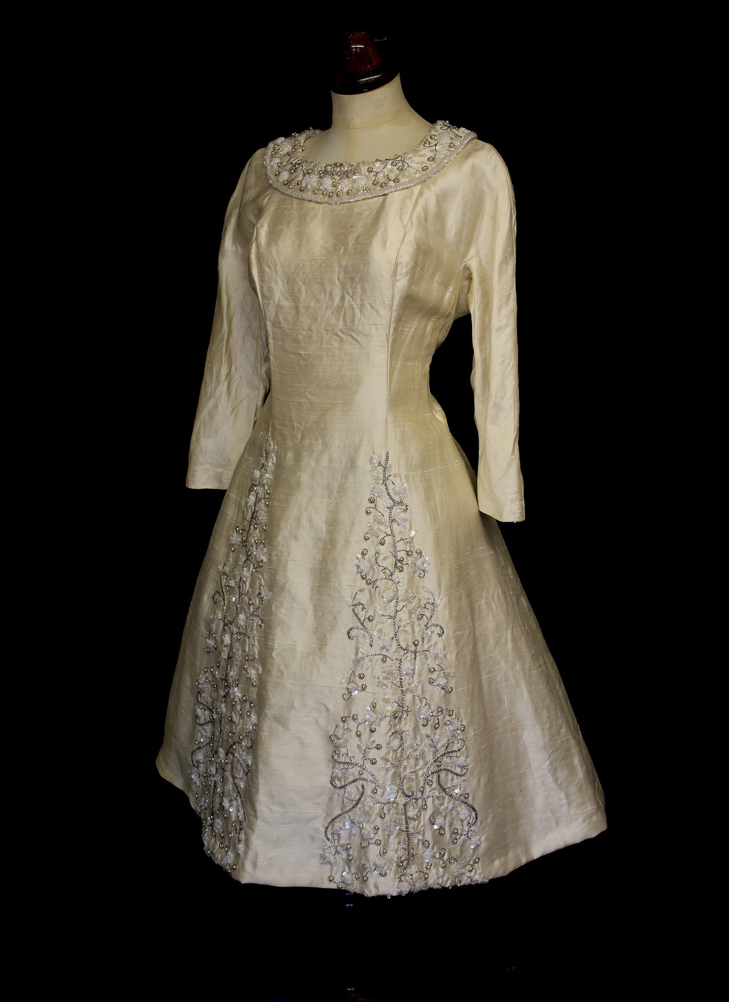 Vintage 1950s Beaded Silk Wedding Dress
