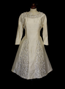 Vintage 1950s Beaded Silk Wedding Dress