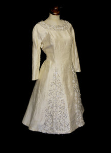 Vintage 1950s Beaded Silk Wedding Dress