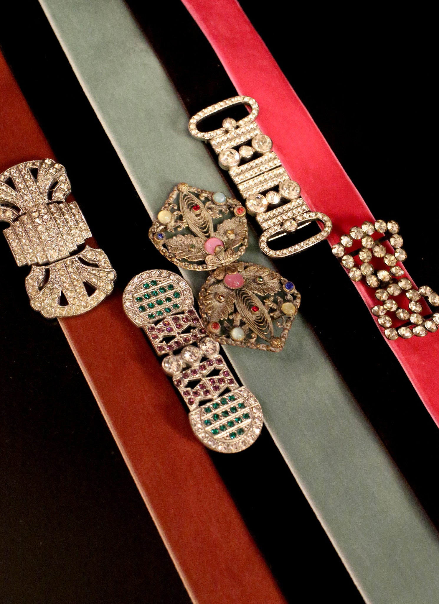 Vintage 1920s Deco Pearl Buckle Belt (made to order)