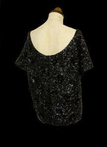 Vintage 1960s Black Sequin T Shirt Top