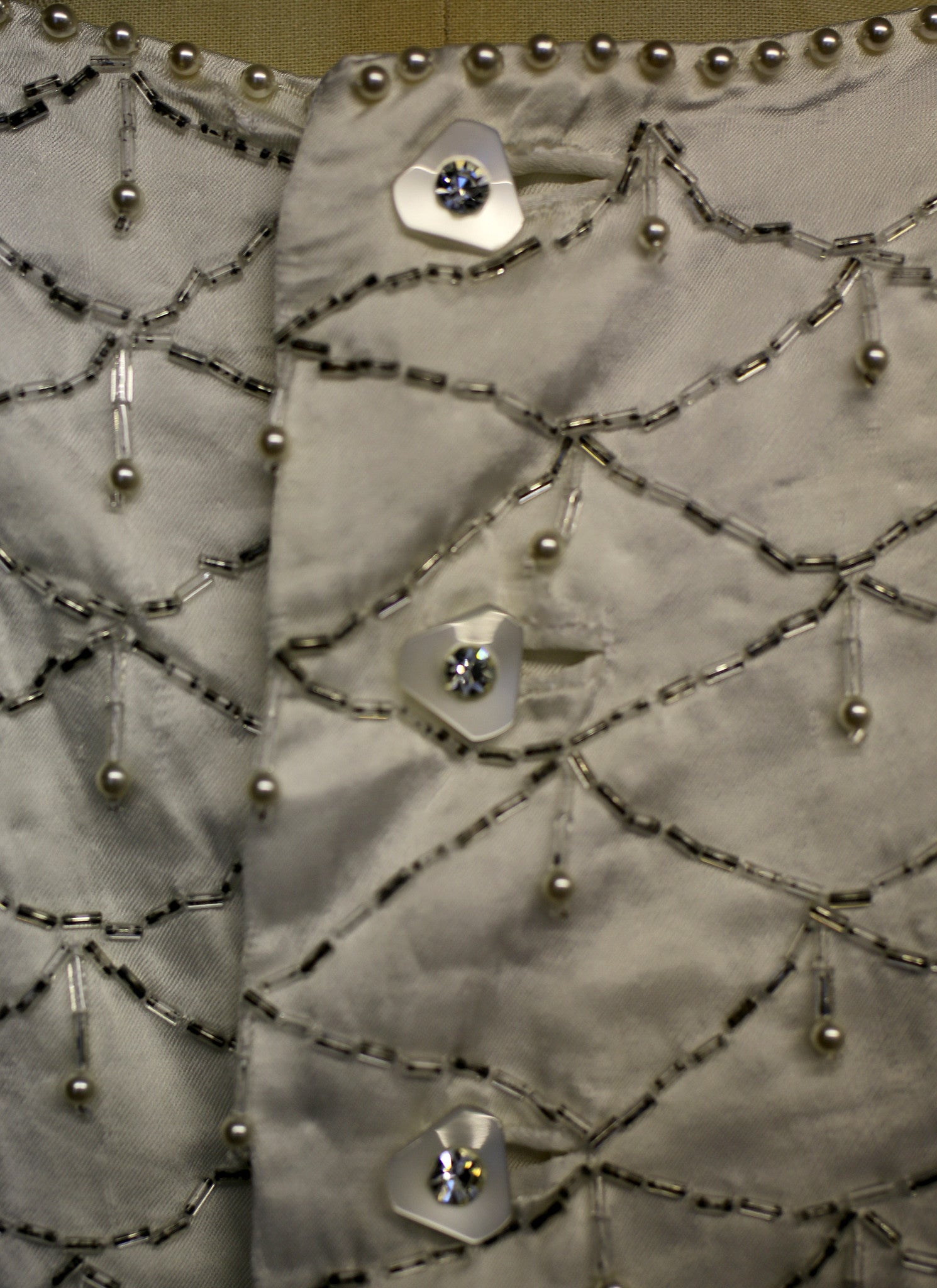 Vintage 1960s Ivory Beaded Satin Crop Top