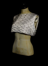 Vintage 1960s Ivory Beaded Satin Crop Top
