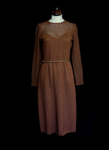 Vintage 1970s Brown Knit Dress