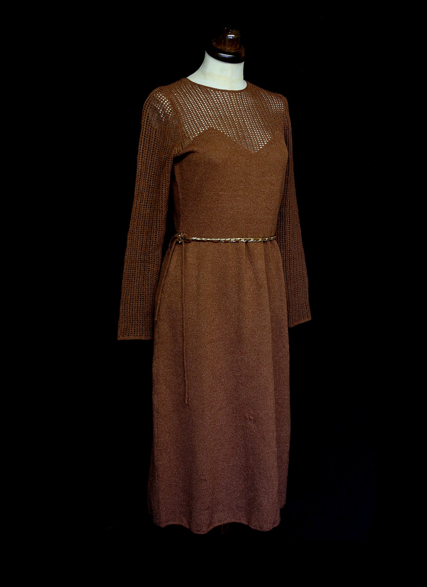 Vintage 1970s Brown Knit Dress