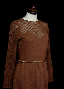 Vintage 1970s Brown Knit Dress