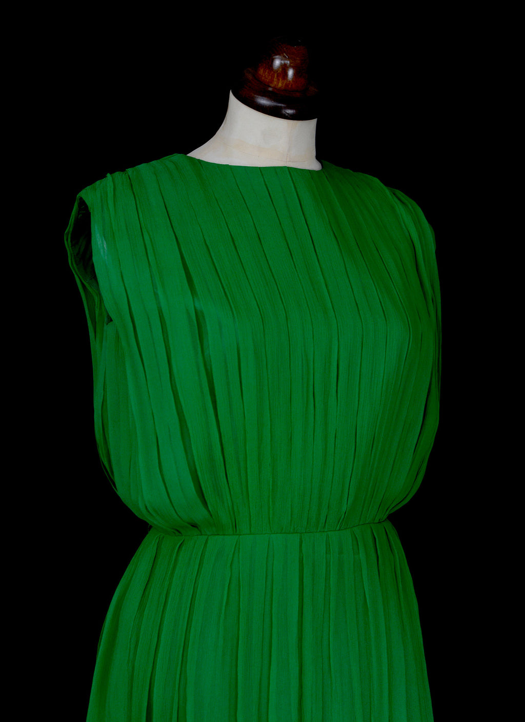 Vintage 1960s Green Silk Chiffon Dress