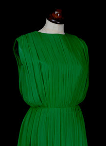 Vintage 1960s Green Silk Chiffon Dress