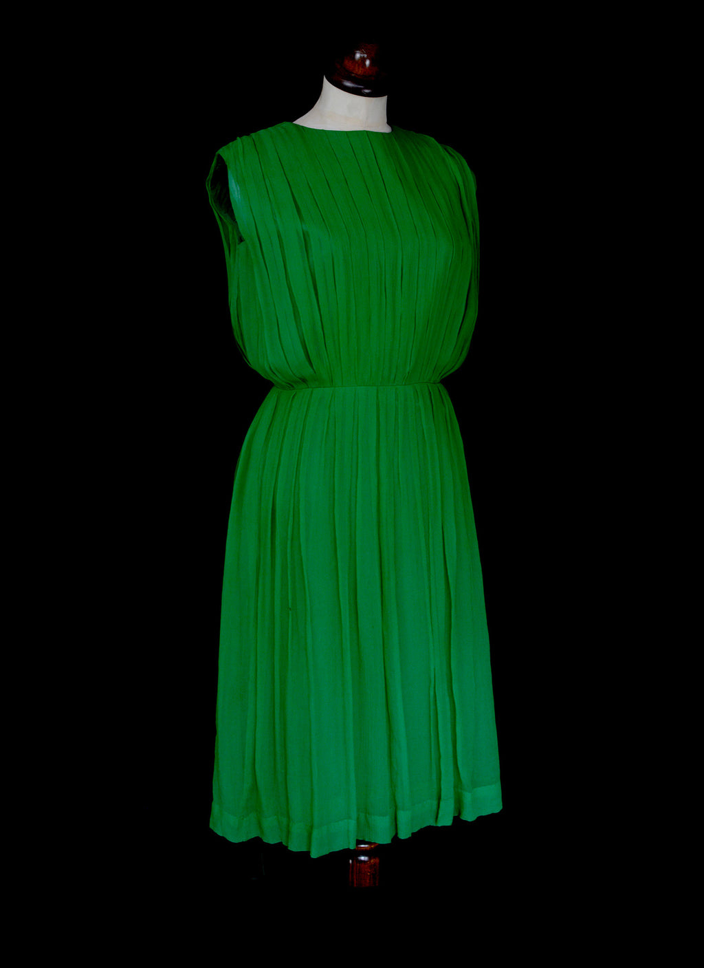 Vintage 1960s Green Silk Chiffon Dress