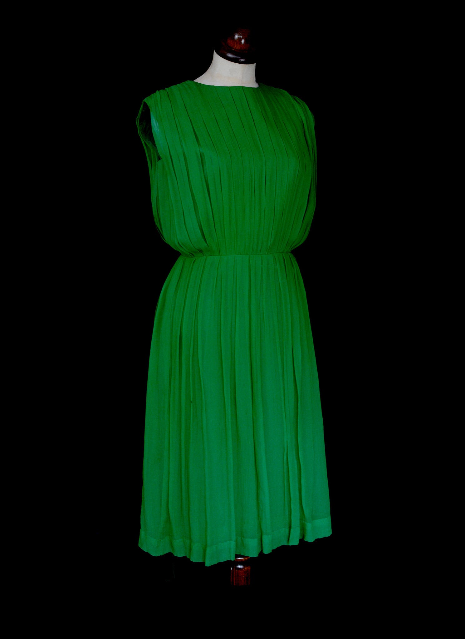 Vintage 1960s Green Silk Chiffon Dress