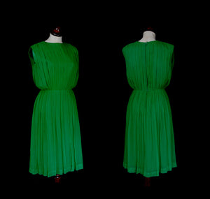 Vintage 1960s Green Silk Chiffon Dress