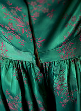 Vintage 1950s Green Brocade Gown