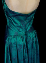 Vintage 1950s Green Brocade Gown