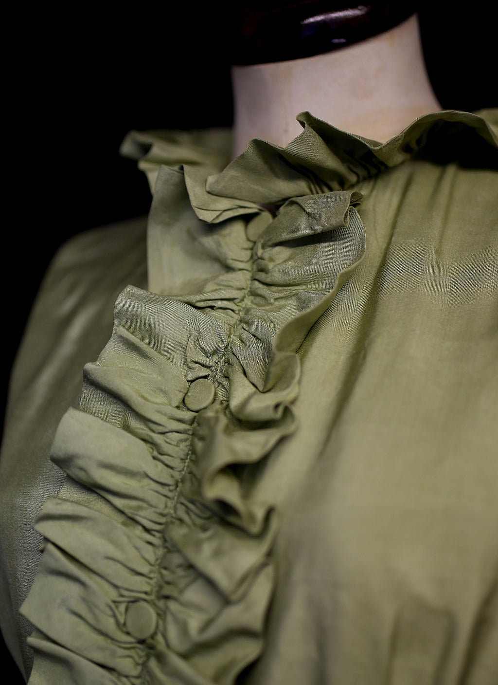 Vintage 1960s Green Ruffle Dress