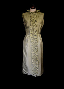 Vintage 1960s Green Ruffle Dress