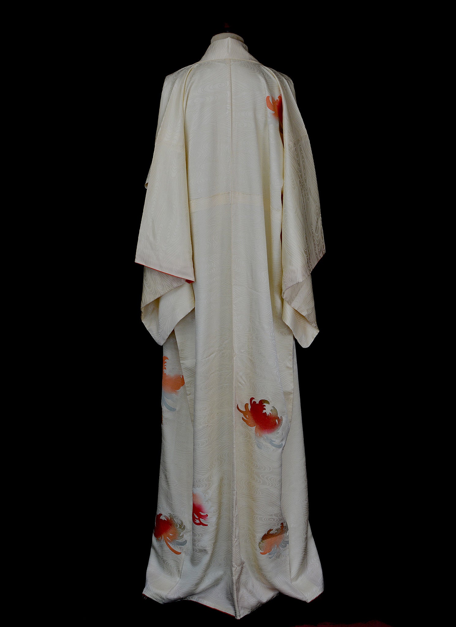 Vintage Ivory Silk Full Length Kimono