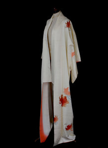 Vintage Ivory Silk Full Length Kimono