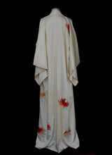 Vintage Ivory Silk Full Length Kimono