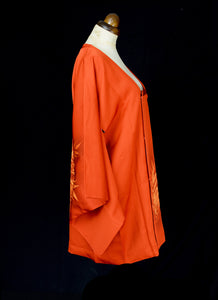 Vintage Orange Silk Crepe Kimono Jacket