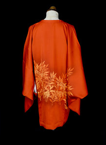 Vintage Orange Silk Crepe Kimono Jacket