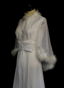 Vintage 1970s Marabou Chiffon Wedding Dress