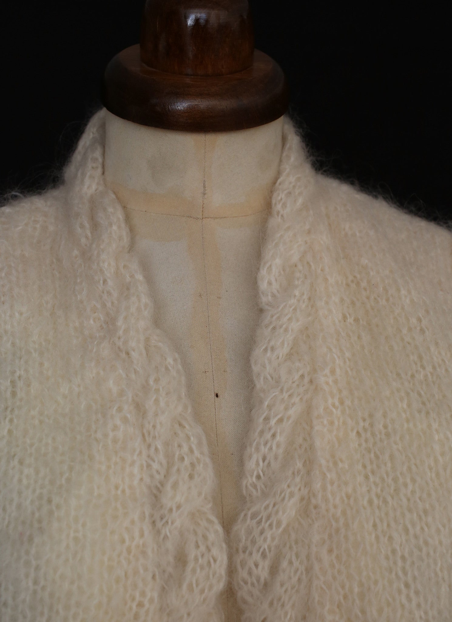 Vintage Ivory Mohair Knit Cardigan