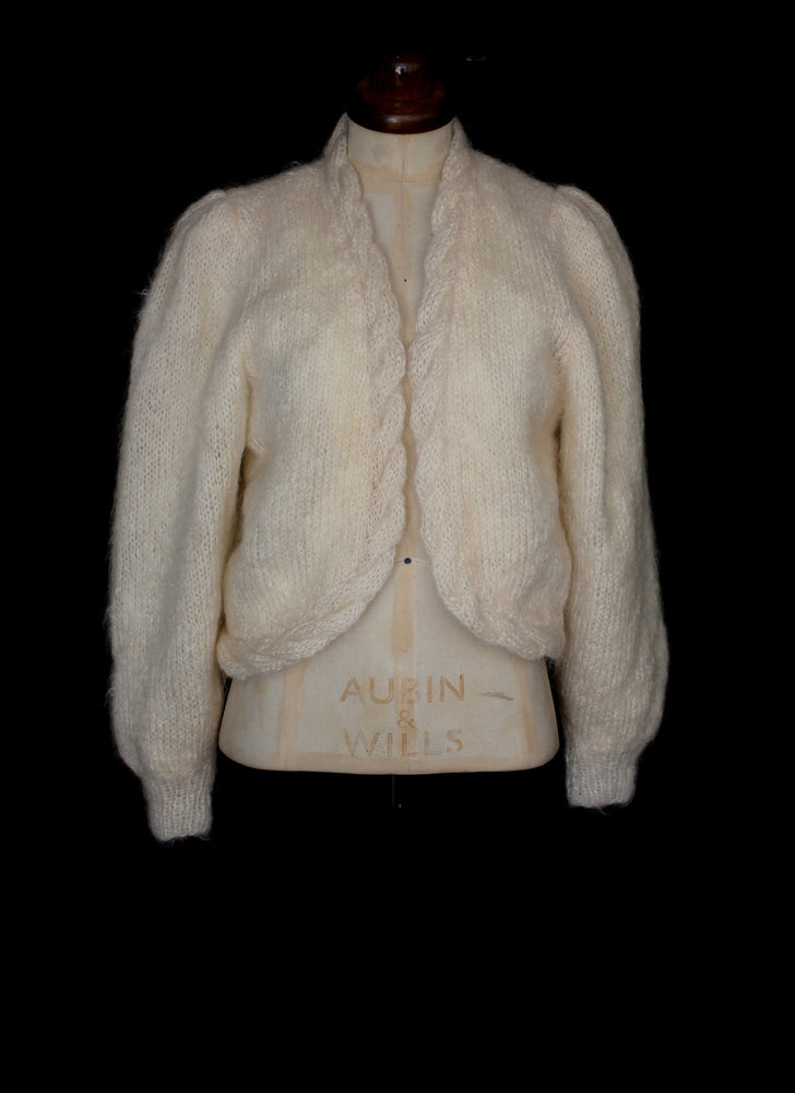 Vintage Ivory Mohair Knit Cardigan
