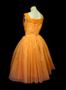 Vintage 1950s Orange Prom Dress