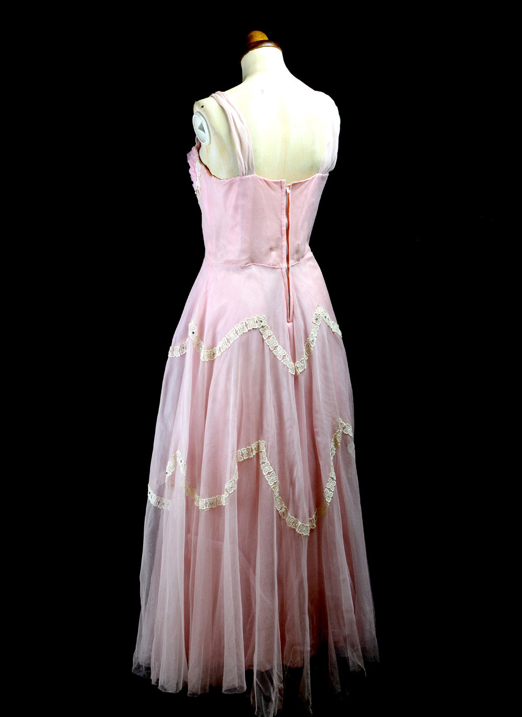 slim fit dress slacks Vintage 1950s Pale Pink Party/Prom Dress with Contrast Coral Train, Xs