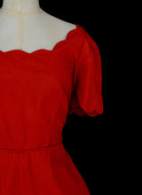 Vintage 1960s Red Grosgrain Scallop Dress