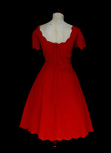 Vintage 1960s Red Grosgrain Scallop Dress