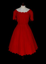 Vintage 1960s Red Grosgrain Scallop Dress