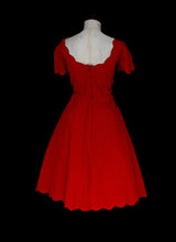 Vintage 1960s Red Grosgrain Scallop Dress
