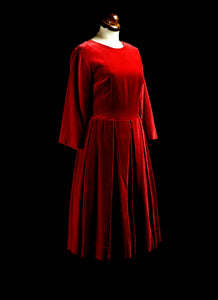 Vintage 1950s Red Velvet Dress