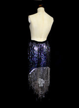 Vintage 1980s Petrol Blue Sequin Tassel Skirt