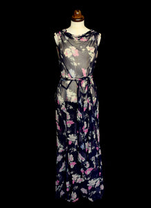 Vintage 1930s Floral Chiffon Gown