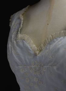 Vintage 1950s Flocked Blue Gown