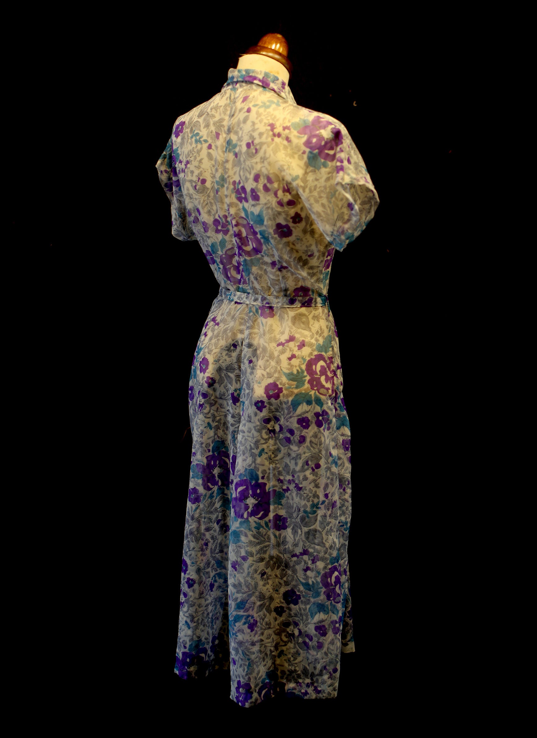 Vintage 1940s Nylon Floral Tea Dress