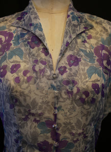 Vintage 1940s Nylon Floral Tea Dress