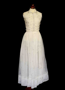 Vintage 1930s Silk Tulle Beaded Dress