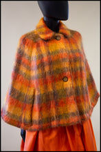 vintage 1960s orange plaid mohair cape alexandra king autumn